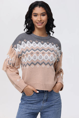 Margaret Fringe Fairisle Pullover