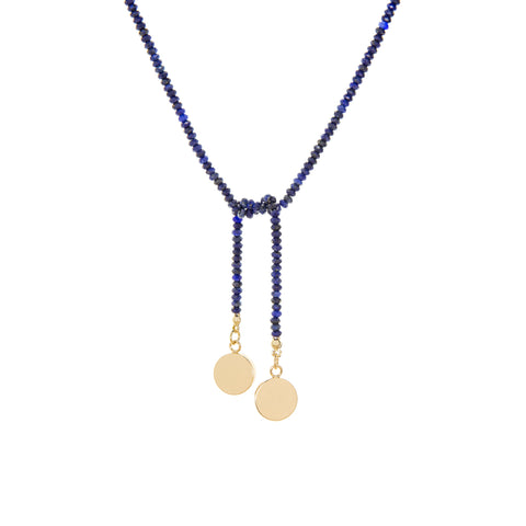 Gold Plated Beaded Lariat With Disc Charms