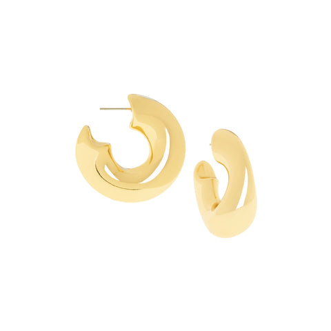 Gold Large Hollow Abstract Post Hoop