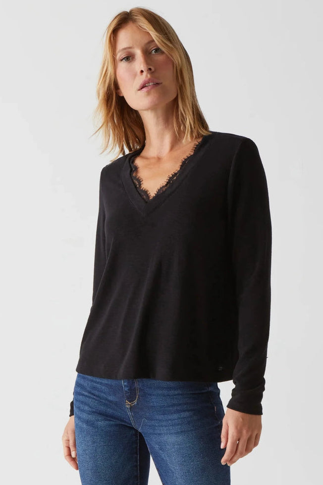 Bebe Relaxed V-Neck w/ Lace