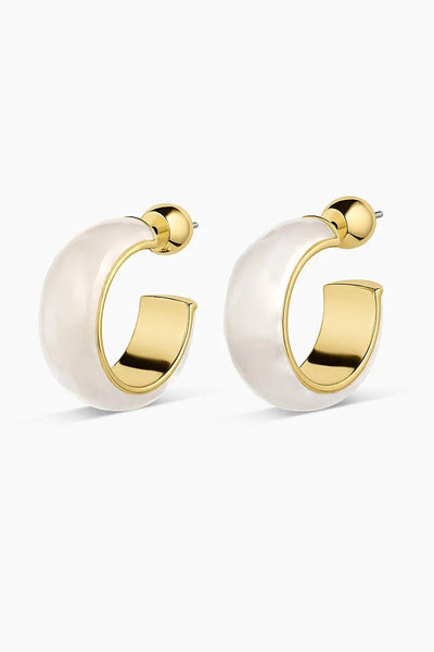 Paseo White Marble Small Hoops