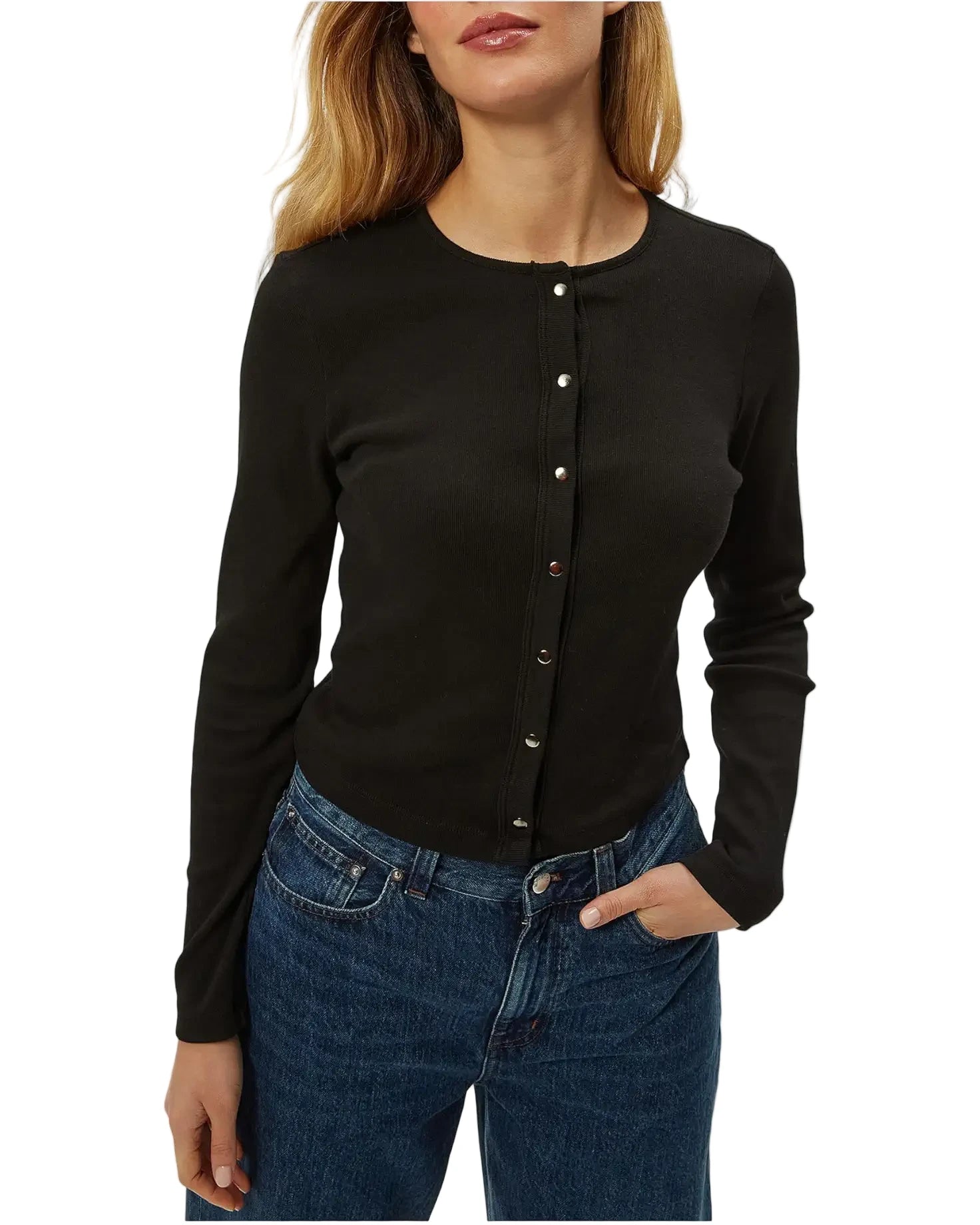 Trixie Crew Neck Snap Cardi