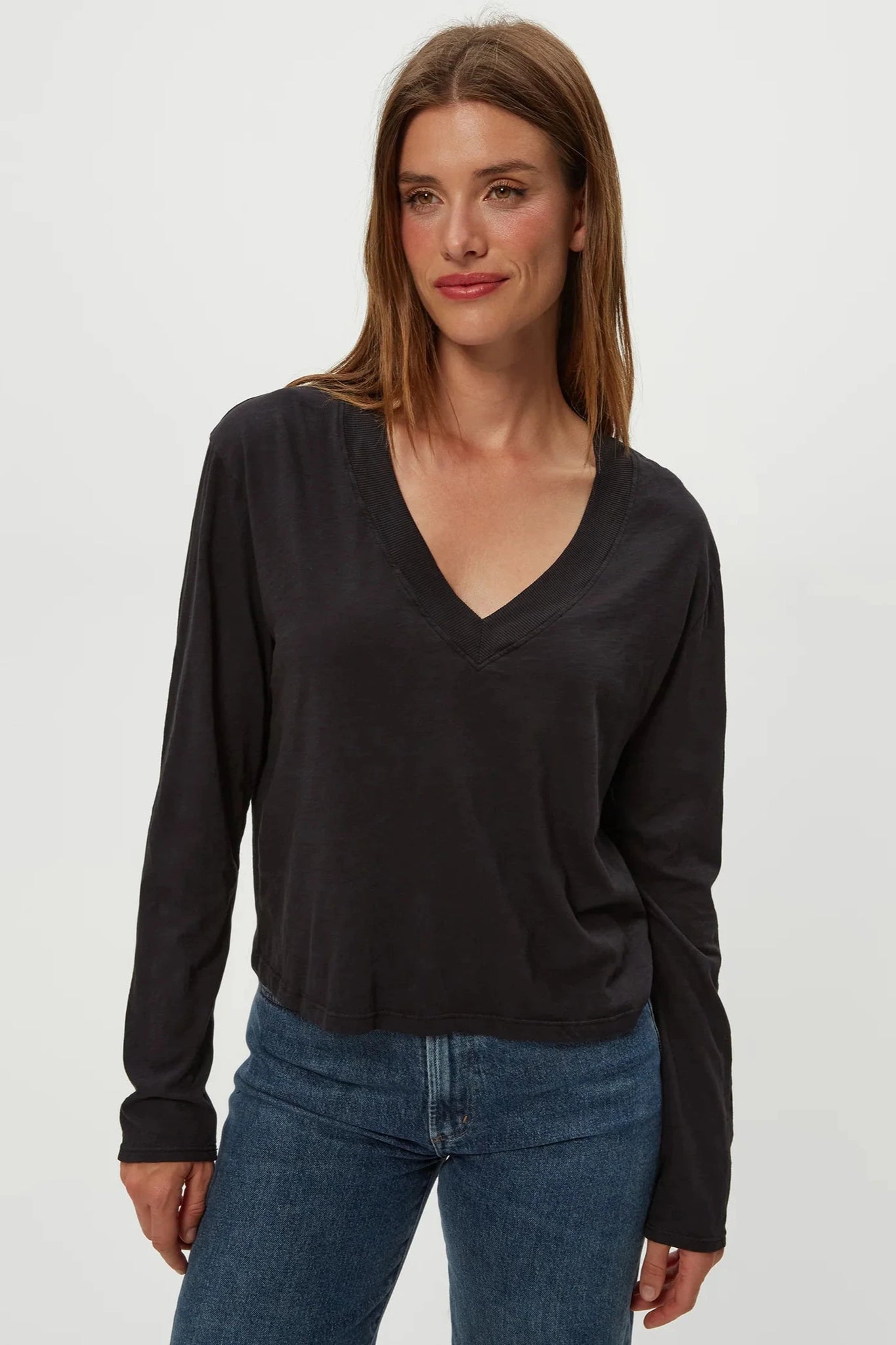 Brea Cropped LS V-Neck