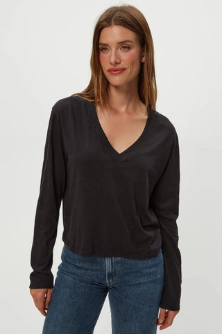 Brea Cropped LS V-Neck
