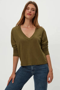 Brea Cropped LS V-Neck