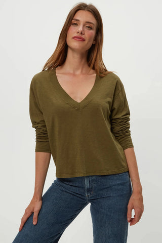Brea Cropped LS V-Neck