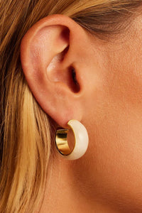 Paseo White Marble Small Hoops