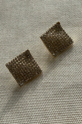 Post Drop Ripple Pave Earrings