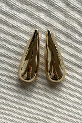 Gold Elongated Tear drop Earring