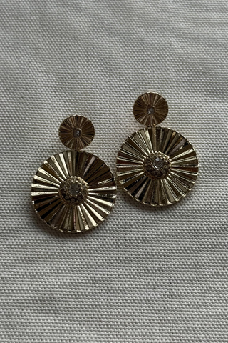 Pave Etched Burst Drop Earring