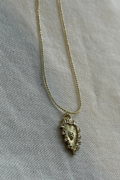 Etched Heart on Mini Ball Chain
