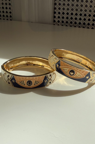 Abstract Evil Eye Enamel Bangle