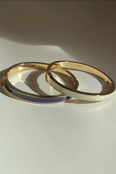 Navy Enamel Metal Hinge Bangle