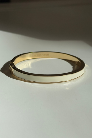 Ivory Enamel Metal Hinge Bangle