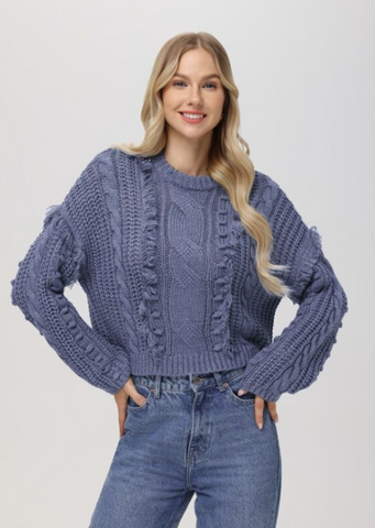 Delilah Fringe Cable Pullover