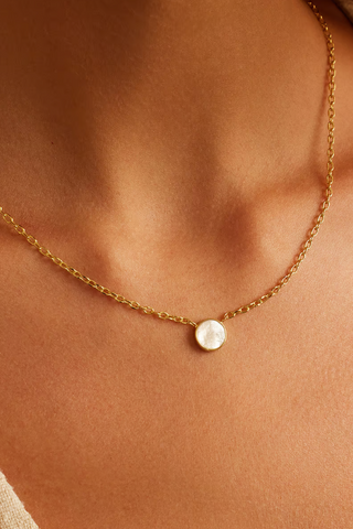 Rose Marble Coin Necklace