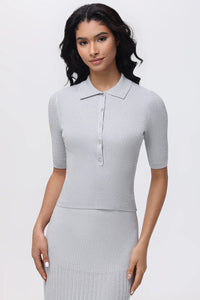 Ophelia Lurex Johnny Collar Top