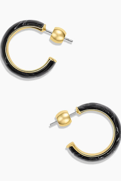 Paseo Black Marble Small Hoops