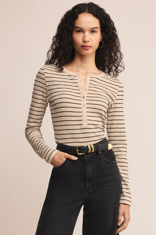 Eve Stripe Henley Long Sleeve